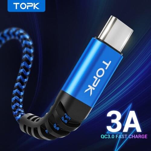TOPK Micro USB Type C Cable For Samsung Xiaomi Redmi Note 7 8 10 3A Fast Charging Wire Cord USB-C Charger Mobile Phone USB C Cab