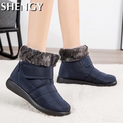2020 Winter Shoes Women Snow Shoes Female Plush Soft Warm Female Cotton Shoes Waterproof Velcro Boots Women Footwear