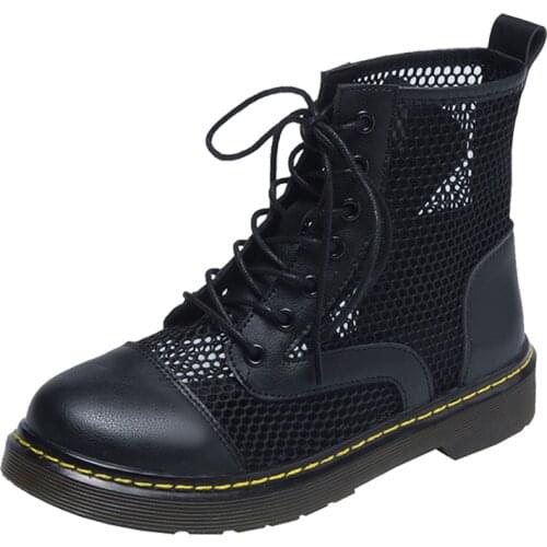 Mesh Hollow Women Short Boots Women Boots 2021 Fashion Summer Thin Section Breathable Mesh Cool Boots Female High Top Sandals