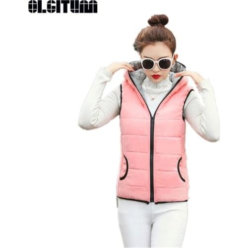 New 2020 Winter Hooded Vest Women Short Korean 5 Color Vest Casual Jacket Solid Color Cotton Vest Female M-2XL VE094