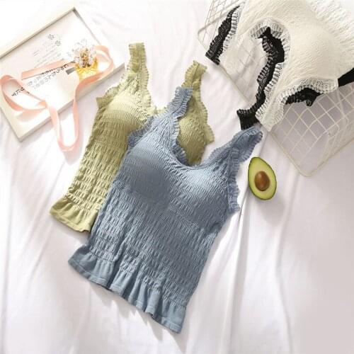 Women 2021 Autumn Fashion Lace Bottoming Vest Tops Female Solid Color Slim Vest Tops Ladies Sexy V-neck Sleeveless Tops D883