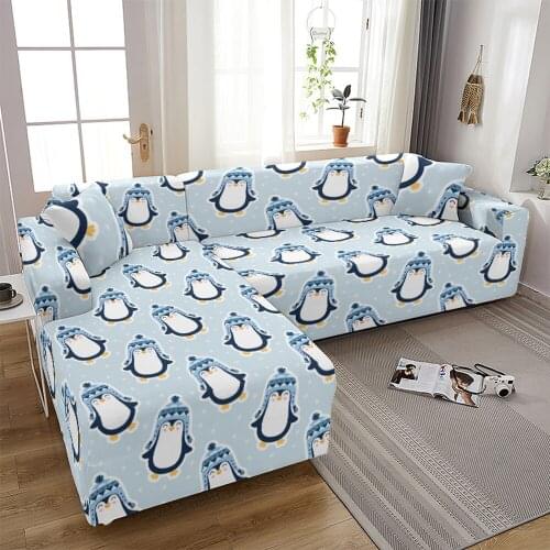 Animal Penguin Corner Sofa Covers Alpaca Sofa Covers for Living Room Stretch Couch Cover Sofa Towel Corner Sofa Cover 1/2/3/4-s