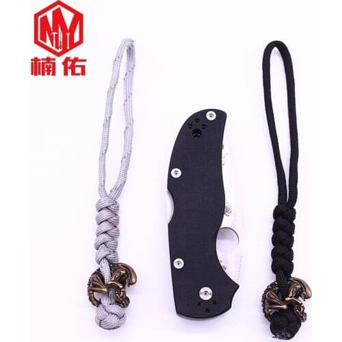 1PC EDC Hand-woven Paracord Beads Alien Retro Brass Copper Oxide Umbrella Rope Cord Lanyard Pendants Knife Beads Accessories