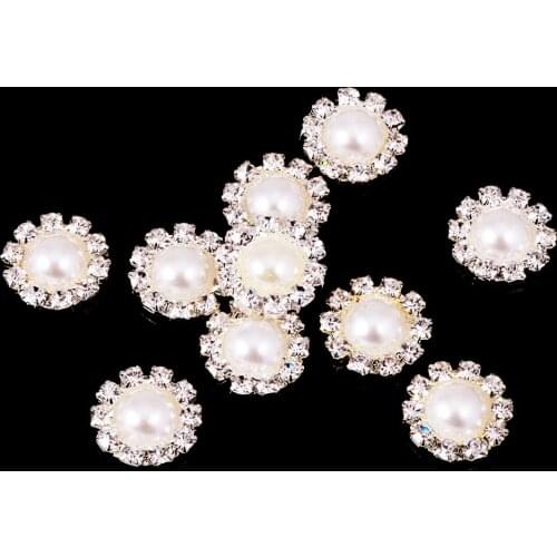 Blesiya 10Pcs Crystal Pearl Flatback Buttons Scrapbooking Embellishment 13mm