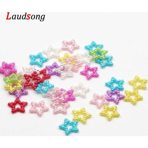 100pcs/lot Mix Star Shape Imitation Pearls Acrylic Beads 12mm For Jewelry Making Art Scrapbooking Clothing Decoration