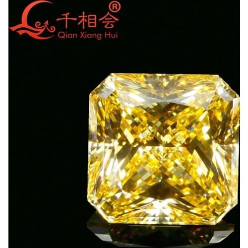 20mm 25mm yellow color square shape pricess cut step cut cubic zirconia loose stone cz stone