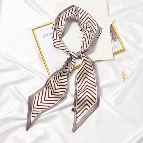 2021 Skinny Women Silk Scarf New Wave Striped Pattern Neckerchief Ties Femme Luxury Long Hair Ribbon Headscarf Wraps Scarves