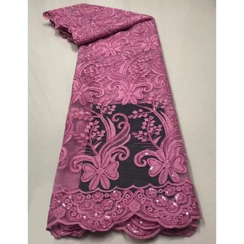 2021 Embroidery French Sequin Swiss Net High Quality Nigerian African Tulle Mesh Cord Lace Fabric For Dress 5YardsLot RL0528