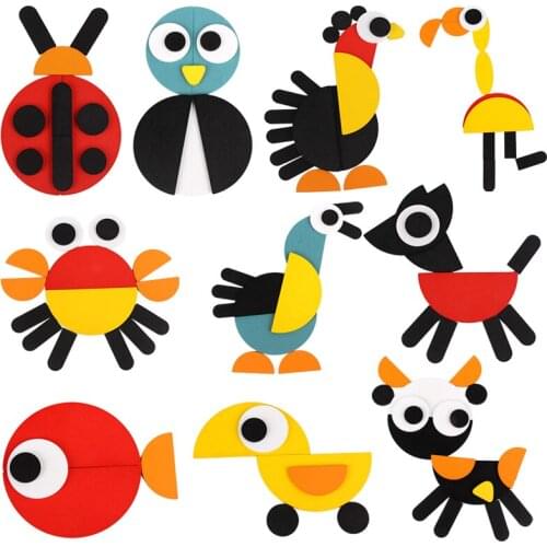 3D Puzzles Montessori Educational Wooden Toys For Children DIY Tangram Jiasaw Puzzle Board Kids Play Games Pattern Model oyuncak