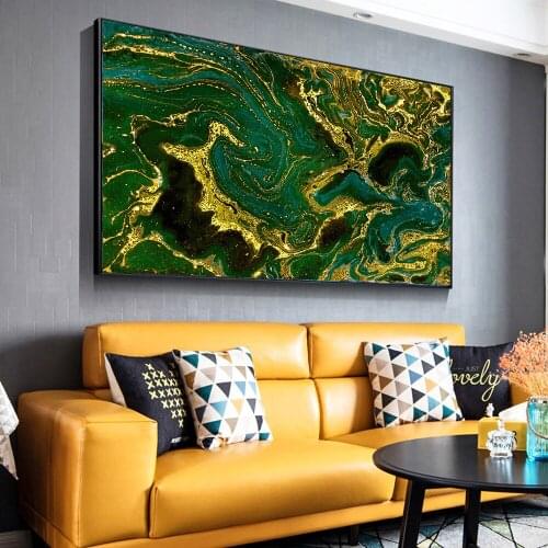 Abstract Gold and Green Deluge 5D Diamond Painting Full Square Round Drill Cross Stitch Kits DIY Diamond Embroidery Mosaic P550