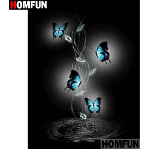 HOMFUN Full Square/Round Drill 5D DIY Diamond Painting "Butterfly landscape" Embroidery Cross Stitch 3D Home Decor Gift A17519
