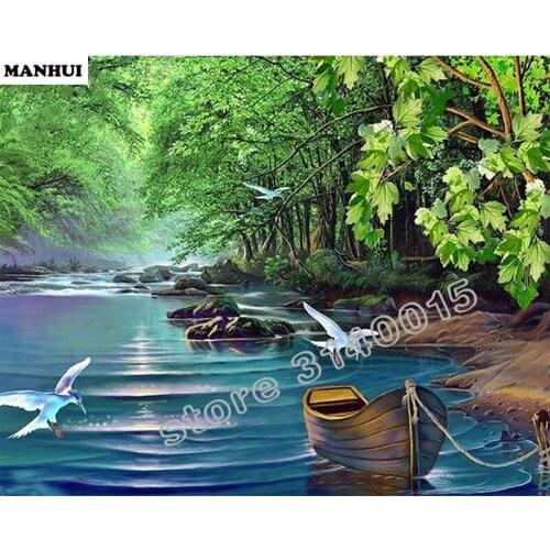Diamond painting Scenery boat DIY 5D Daimond Painting Pictures With Beads Mosaic Diamond Full Compilation Picture BCD357