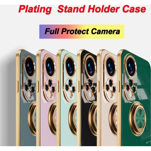 6D Plating Case for Huawei P40 Pro Plus Nova 8 7 SE Honor Mate 30 20 P30 P20 Ring Holder Cases Soft TPU Shockproof Cover Fundas