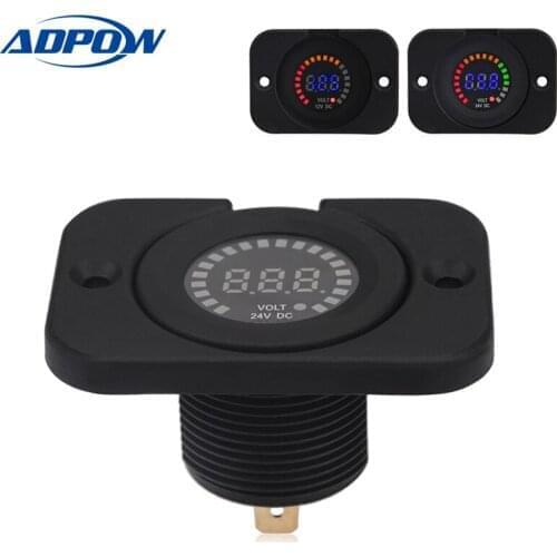 Car Motorcycle LED Panel Digital Voltage Meter Display Auto Car Voltmeter Panel Waterproof Volt Meter Gauge for Boat 24V