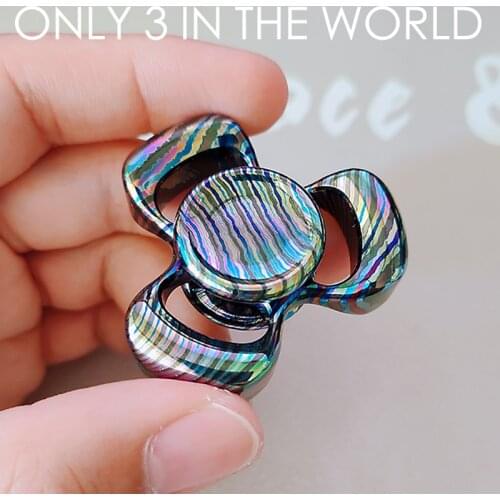 ONLY 3 IN THE WORLD Zirconium Damascus Tri Blades Horizon Advanced Fidget Spinner professional EDC Toys Metal Toys Senior