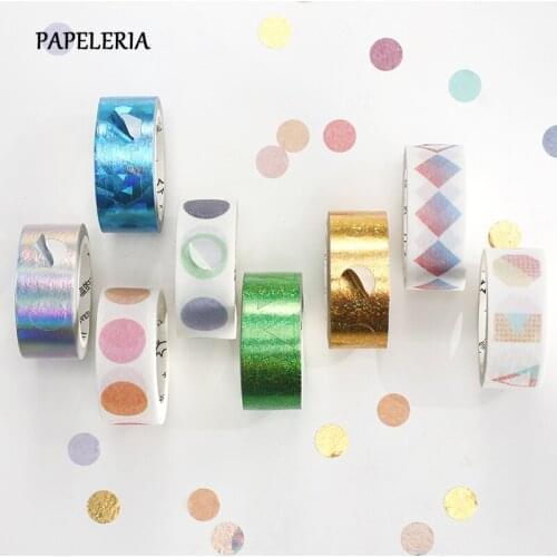 Geometric Rainbow Laser Paper Washi Tape Adhesive Tape DIY Scrapbooking Journal Diary Stickers Label Masking Tape 15mmx5m