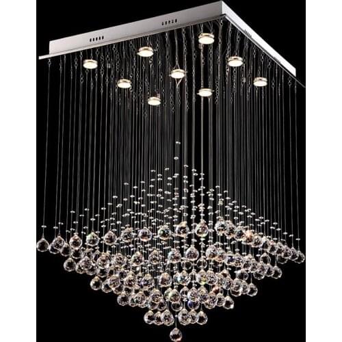 Crystal Chandelier Modern Minimalist Square Villa Duplex Staircase Lamp Light in The Bedroom Living Room Lamp Restaurant Crystal