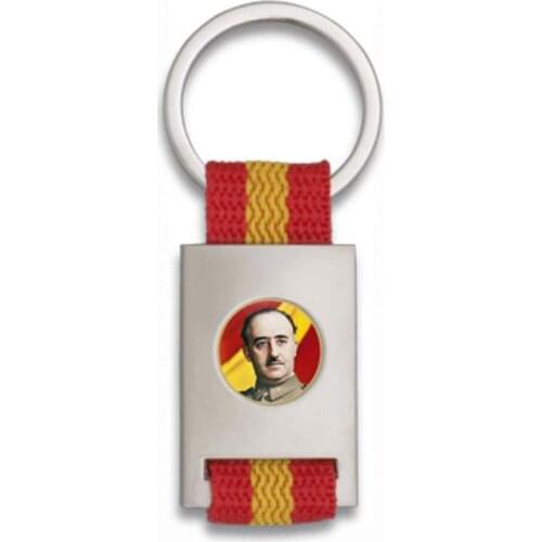 Spain flag keychain and plate Francisco Franco, Silver