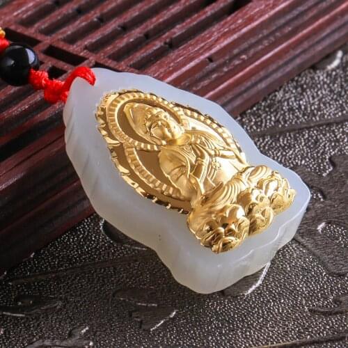 Fine Jewelry Unique Natural Hetian Jades Pendant buddha Thousand Hand Guanyin Bodhisattva Free Shipping