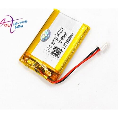 JST PH 2.54mm 3.7V lithium polymer battery 803450 1800mAh GPS battery MP3 MP4 speaker teaching machine