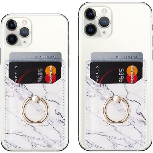 Adhesive Marble Pattern Wallet Purse Back Sticker For iPhone 11 Pro Max XS 6 7 8 Card Holder Ring Stand For Samsung Note 10 Plus