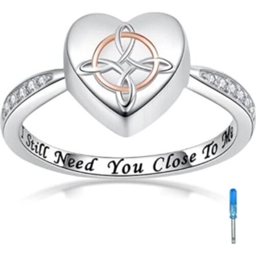 Love Heart Cremation Ash Rings Memorial Urn Ring Ashes Keepsake Cremation Jewelry Size 6-12 I Still Need You Close To Me