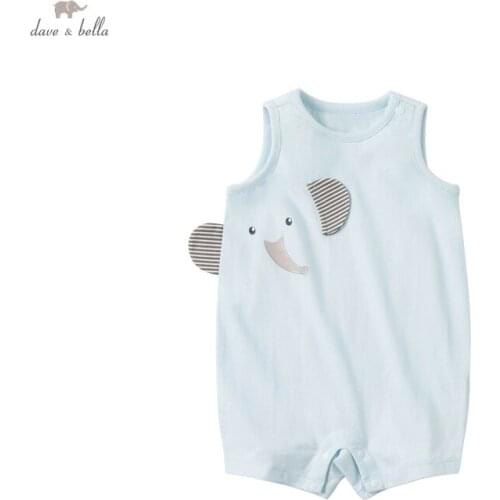 DBW18340 dave bella summer new born baby boys fashion cartoon jumpsuits infant toddler clothes children romper 1 piece