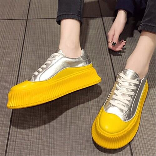 2021 Spring Autumn New Chunky Womens Silver Sneakers Fashion Soft Comfortable Colorful Platform Girls Outdoor Casual Shoes