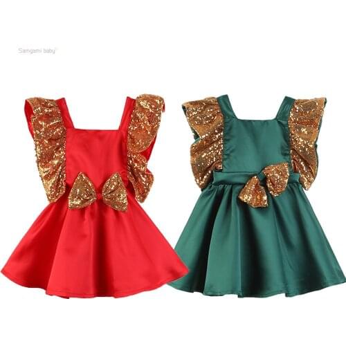 Hot Elegant Babys Girls Sleeveless Backless Dresses Summer Cotton Sequins Bow Girl Princess Dress For Party Baby Girl Clothes