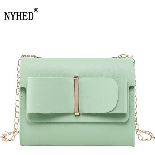 NYHED Small Messenger Bag For Women Fresh Candy Bow Shoulder Bag Girls Chains Purse