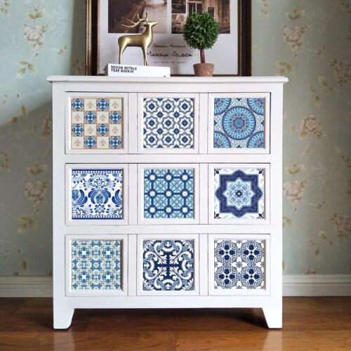 FunlifeTS01 Chinese Blue and White Porcelain Blue and White Tile Tile Tile Wallpaper Kitchen Oil-proof Stick 10 pcs/lot