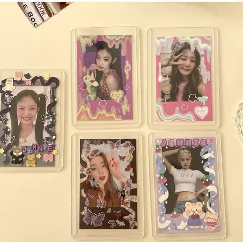 MINKYS New Arrival 20pcs/lot Kpop Photocards Laser Transparent Card Film Protector Idol Photo Sleeves School Stationery