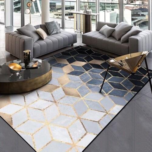 Fashion modern metal golden carpet black geometric bedroom door rug livingroom carpet parlor tapete fashion decorative mat