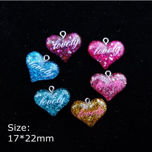 Lovely Heart Charms Pendants Resin flat back cabochon for jewelry making bracelets necklace earrings Accessories