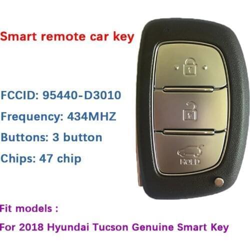 CN020129 Original / Aftermarket Hyundai Tucson Smart Key Remote 2018 3 Buttons 433MHz Part number 95440-D3010