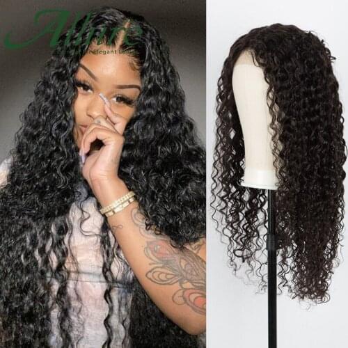 Long Deep Curly Wig T Part Lace Wig Human Hair Wigs For Black Women Brazilian Hair Pre Plucked Bleached Knots Wigs 150% Allure