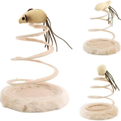 Plush Spiral Spring Mouse Ball Fish Cat Toy Scratch Board Pet Playing Supplies cat toy