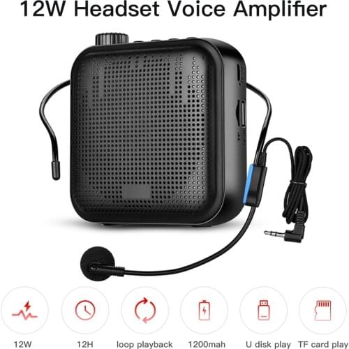 Ueevii 12W Portable Voice Amplifier U-Disk Megaphone Microphone Mp3 Player Speaker For Classroom Teachers Lecture Tour Guide