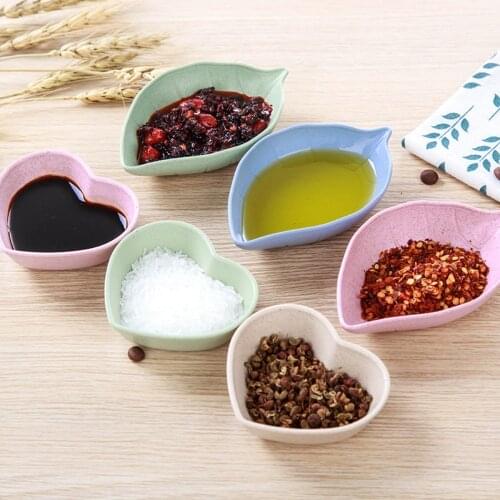Colorful Multi-funcational Seasoning Bowls Wheat Straw 4 Styles Dipping Dish Snack Plate for Kitchen Tableware Tools Hot Sales