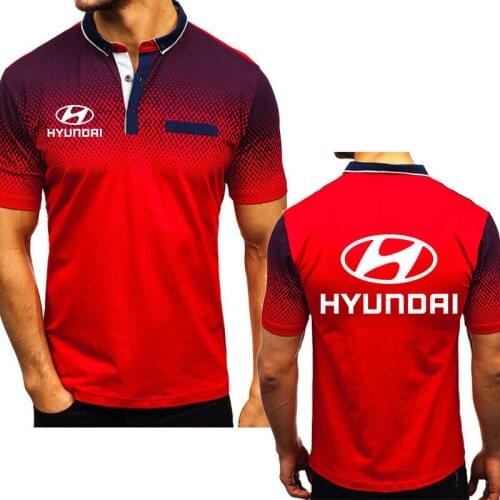 Summer Mens tops Hyundai Car Logo Printeds High Quality Cotton Crew neck Mens short sleeve Gradient Casual Mens polo shirt