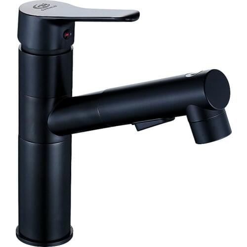 Bathroom Faucet Household Pull-out Water Spray Water Sink Tap Shower Nozzle Hot and Cold Single Hole Brass Wash Basin Faucet