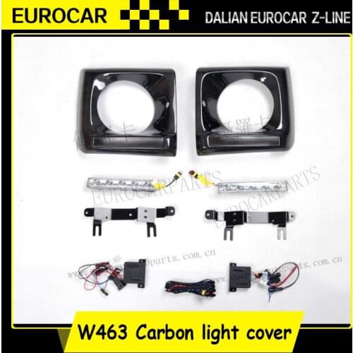 Carbon fiber MB G class W463 DRL head light cover with led for G-class W463 G55 G63 G65 style