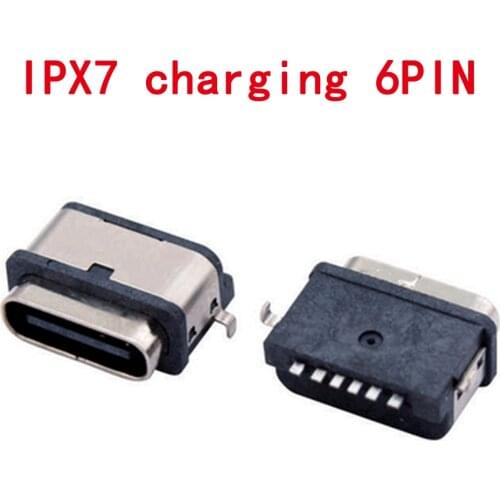 10pcs USB6 Pinwater proof Type C Connector jack Charging Dock port Plug Type-C Socket Female jack ForXiaomi Huawei Samsung SONY