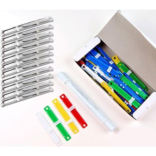 10/50Pcs Document Paper Fasteners Metal Plastic 2 Holes Binding Clip Paper Ring Binder Office Files Fastener Binding Strip 8CM