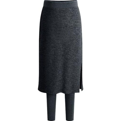 Womens Trousers Skirt Pencil Pants Thick Warm Velvet Fake Two-Piece Leggings Female Winter Plus Size Skinny Fleece Clothing