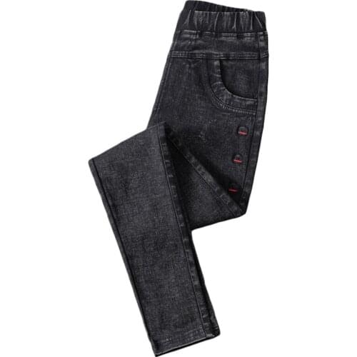 Plus size Women Stretch Little Feet Pants Spring Autumn New High-waist Imitation Jeans Black Womens Casual Trousers Trend 6XL