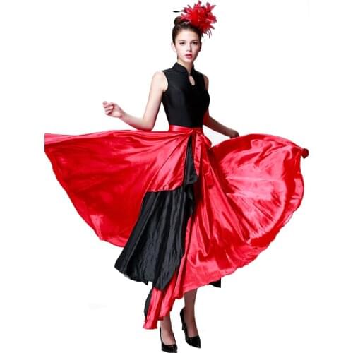 New Style Spain Latin Dance Skirt Femal Red Latin Dance Dress Paso Doble Skirt Cloak Dance Dress Woman Performance Dance Skirt