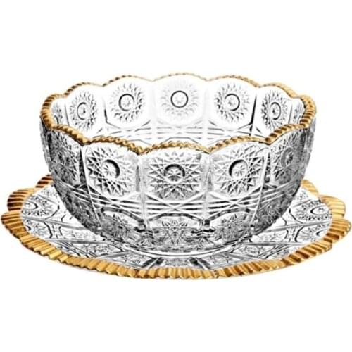 Gold Gilt Bowl Kit Dry eaten Chips Corn Flakes Bowls Crystal Looking 12 Piece Luxury Glass Cookie Set