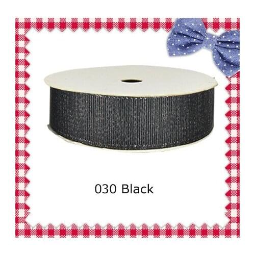 1" inch (25mm) Silver Purl Black grosgrain ribbons