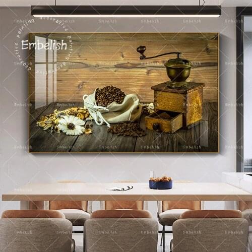 1 Pieces Coffee machine And Coffee Bean Kitchen Home Decor Pictures For Living Room Wall Art Posters HD Print On Canvas Painting